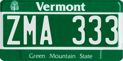 VT license plate ZMA333
