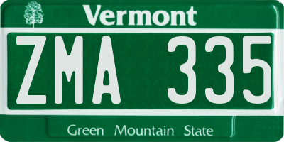 VT license plate ZMA335