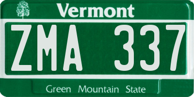 VT license plate ZMA337