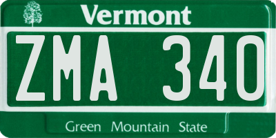 VT license plate ZMA340