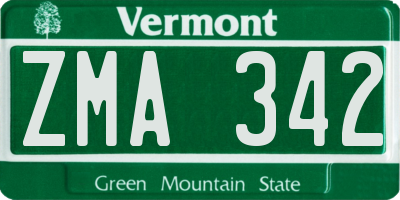 VT license plate ZMA342