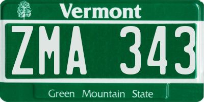 VT license plate ZMA343