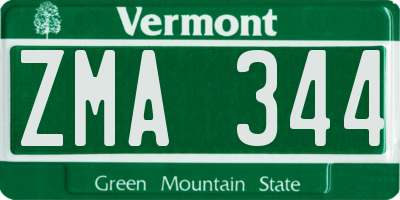 VT license plate ZMA344