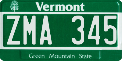 VT license plate ZMA345