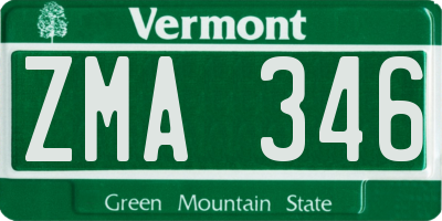 VT license plate ZMA346