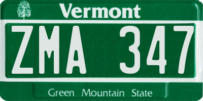 VT license plate ZMA347