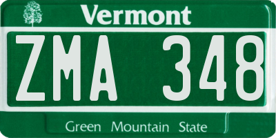 VT license plate ZMA348