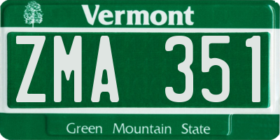 VT license plate ZMA351