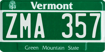 VT license plate ZMA357