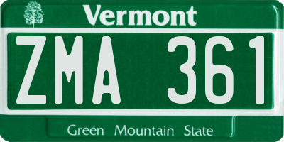 VT license plate ZMA361