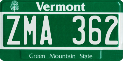 VT license plate ZMA362