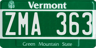 VT license plate ZMA363