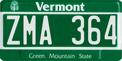 VT license plate ZMA364