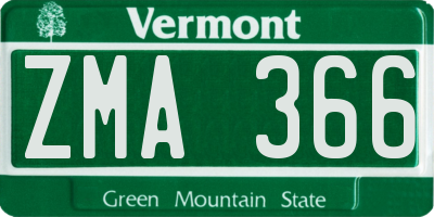 VT license plate ZMA366