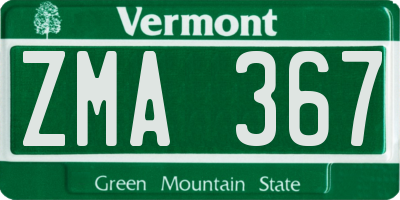 VT license plate ZMA367