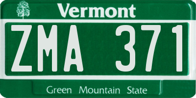 VT license plate ZMA371
