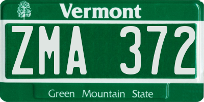 VT license plate ZMA372