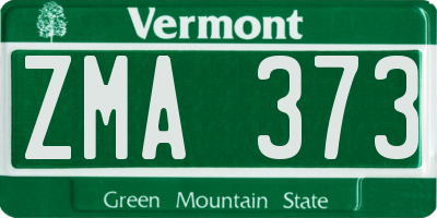 VT license plate ZMA373