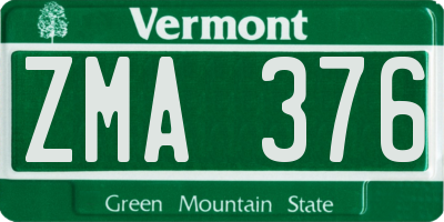 VT license plate ZMA376