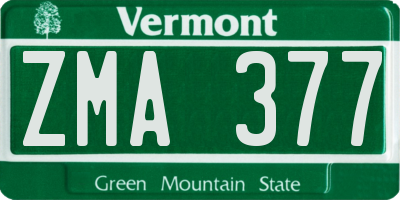 VT license plate ZMA377