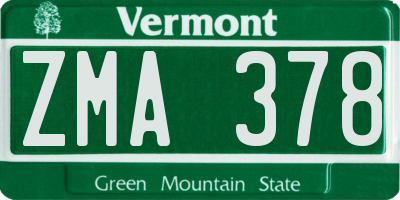 VT license plate ZMA378