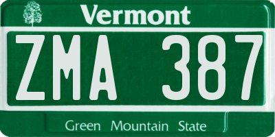 VT license plate ZMA387