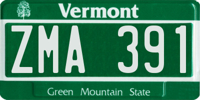 VT license plate ZMA391