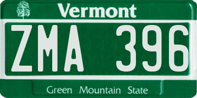 VT license plate ZMA396