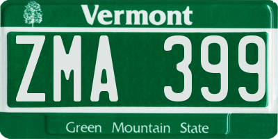 VT license plate ZMA399