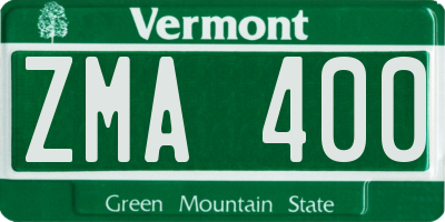 VT license plate ZMA400