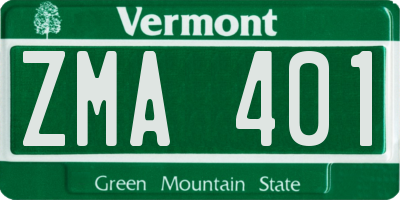 VT license plate ZMA401