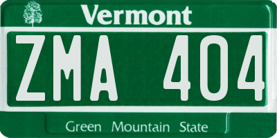 VT license plate ZMA404