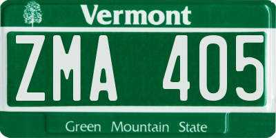 VT license plate ZMA405