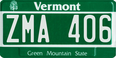 VT license plate ZMA406