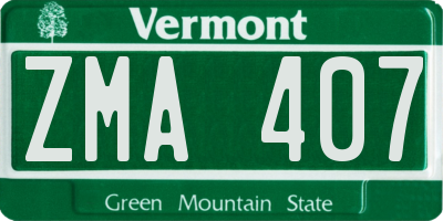 VT license plate ZMA407