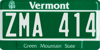 VT license plate ZMA414