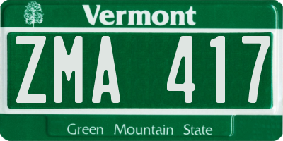 VT license plate ZMA417
