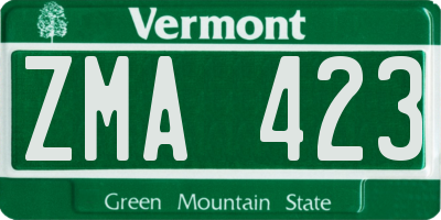 VT license plate ZMA423