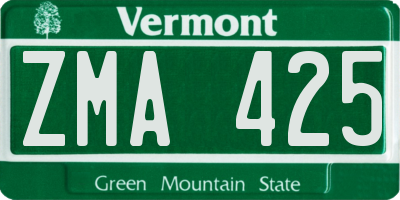 VT license plate ZMA425