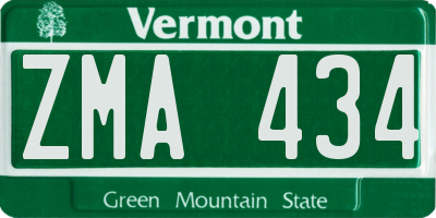 VT license plate ZMA434