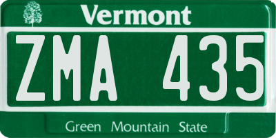 VT license plate ZMA435