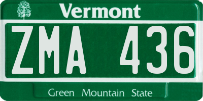 VT license plate ZMA436