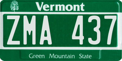 VT license plate ZMA437