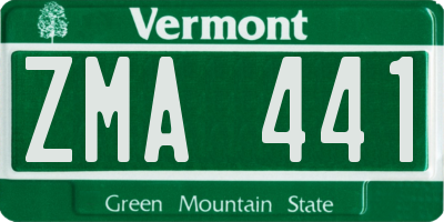 VT license plate ZMA441