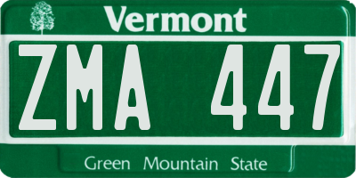 VT license plate ZMA447