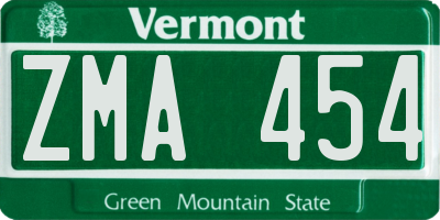 VT license plate ZMA454