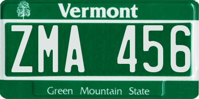 VT license plate ZMA456