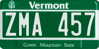VT license plate ZMA457