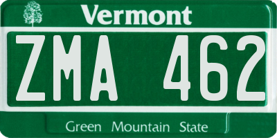VT license plate ZMA462