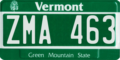 VT license plate ZMA463